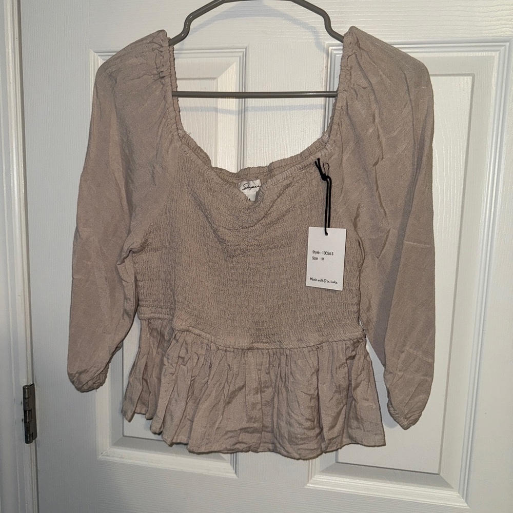Marshalls Taupe Smocked Blouse